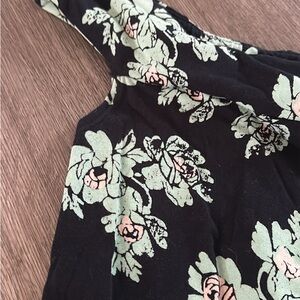 Free People Black and Green Floral body suit